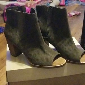 Dark Gray Open Toe Booties
